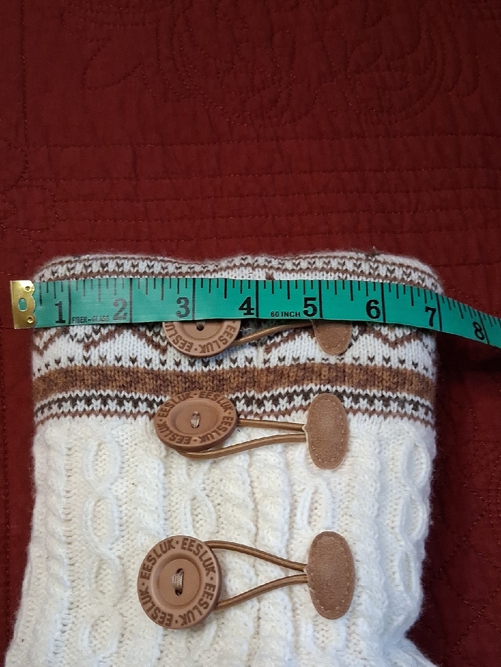 Luk Ees By Muk Luks Knit Button Accent Boot in Cream & Tan - Picture 10 of 10